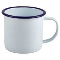 Berties White/Blue Rim Enamel Mug 36cl-12.5oz