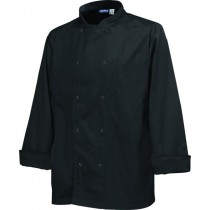 Genware Basic Stud Chef Jacket Long Sleeve Black XXL 52"-54"