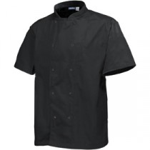 Genware Basic Stud Chef Jacket Short Sleeve Black M 40"-42"