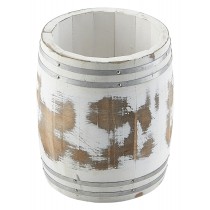 Genware Miniature Wooden Barrel White Wash 11.5x13.5cm